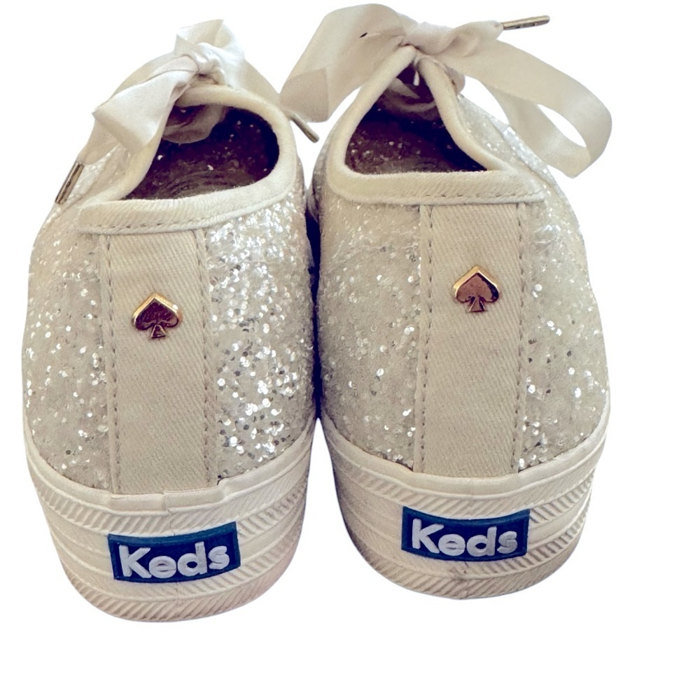 Sparkling Kate Spade ♠️ Cream Sneakers with Ribbon Laces - Picture 9 of 13
